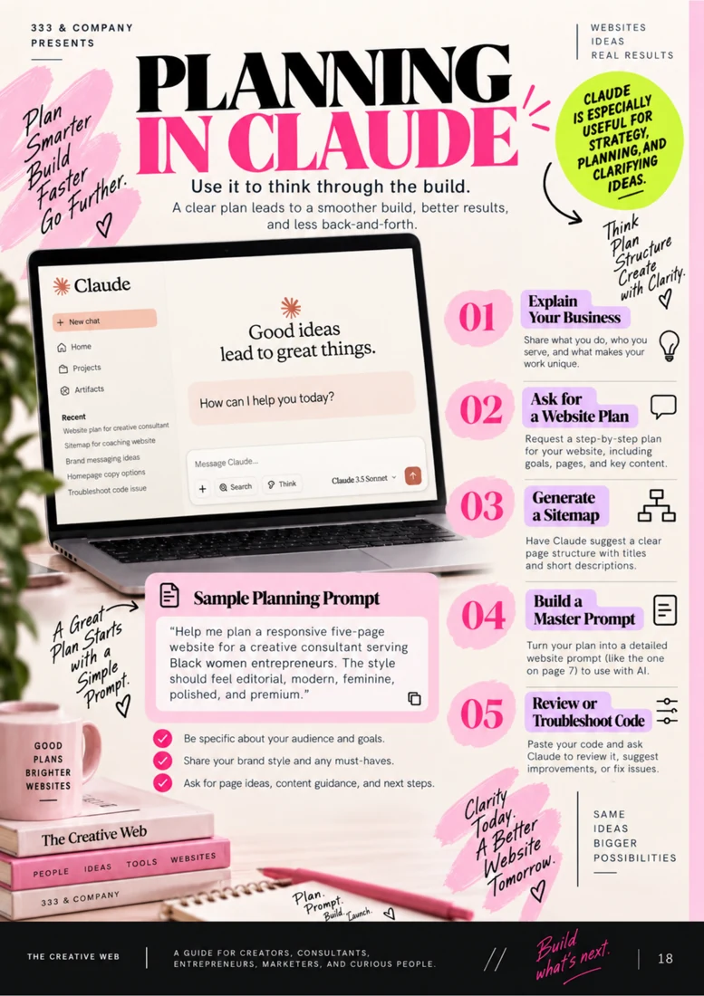 Planning in Claude — page 18 from Build Your Website With AI