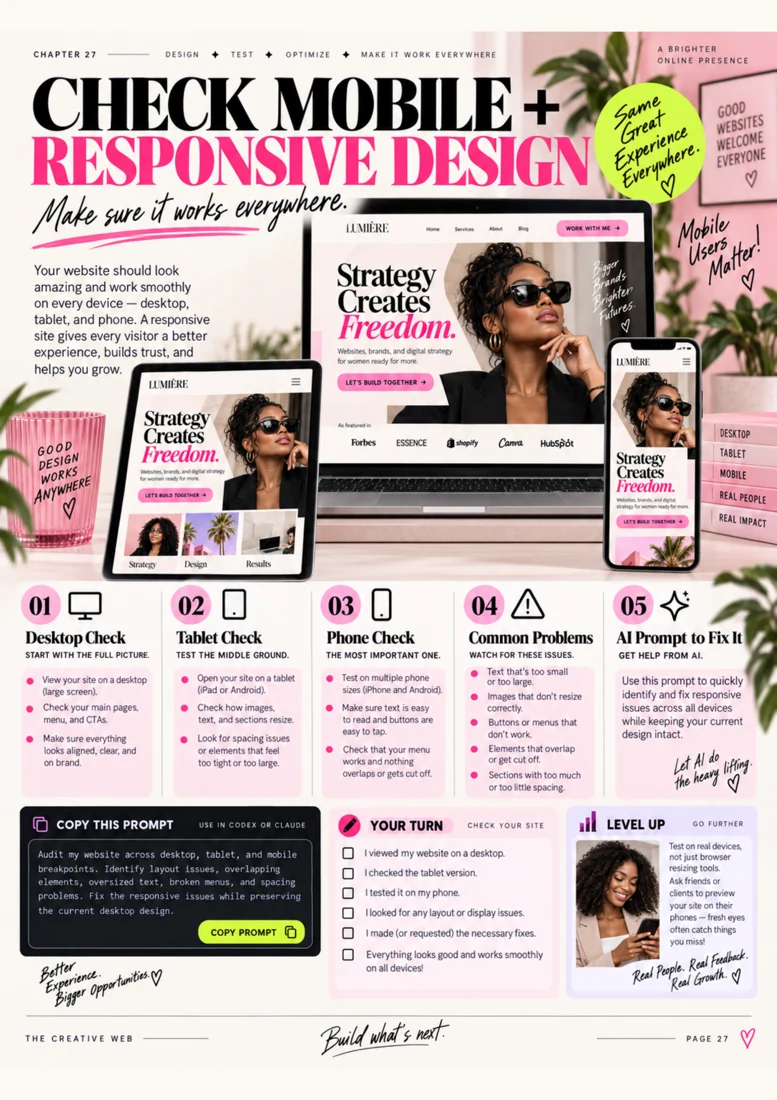 Check mobile and responsive design — page 27 from Build Your Website With AI